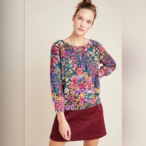 Anthropologie Bouquet Eyelash Sweater